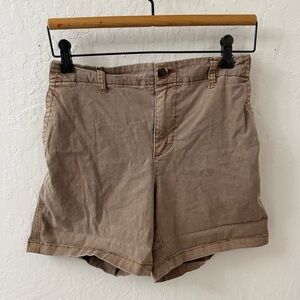 Old Navy Vintage Tan Brown Elastic Waist Thigh Length Everyday Shorts Small